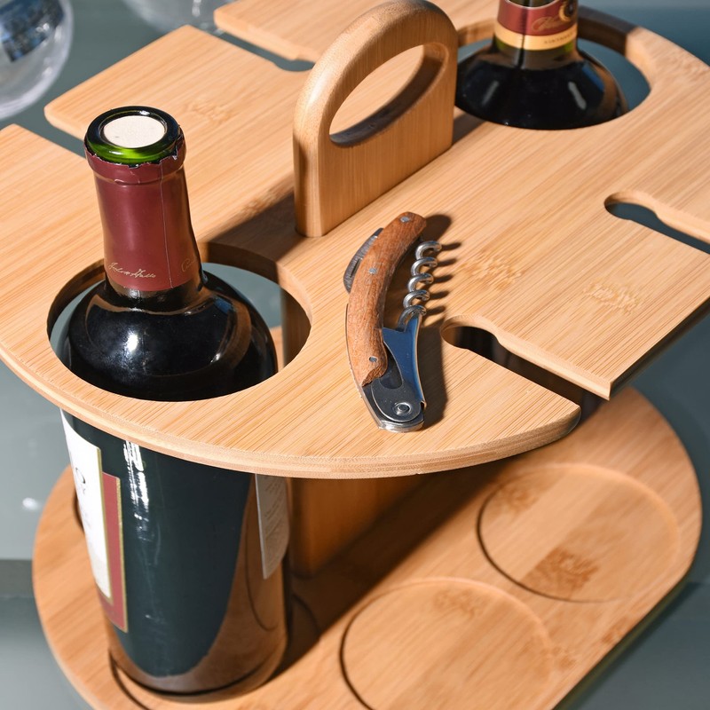 Kato Wine 2 Bottle Holder & 4 Glass Rack, Wine