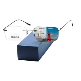 UXAOSVME Photochromic Bifocal Reading Glasses For Men Women-Blue Light Protection,Fashion Frameless Readers Glasses UV400 Protection