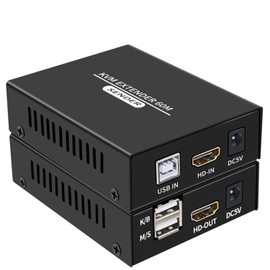 Extensor KVM HDMI de 60 m sobre Cat5e Cat6 1080P HDMI USB KVM Extensor de transmisión con soporte de bucle para teclado USB y mouse