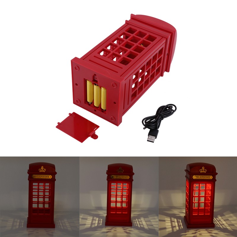 Creative Retro Classic Telephone Booth Night Light Touch Sensor Dimmable