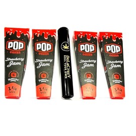 Pop Cones Flavored Cones 1 1/4 Straberry Jam 4 packs of 6 cones with DeLaCruzV Tube.