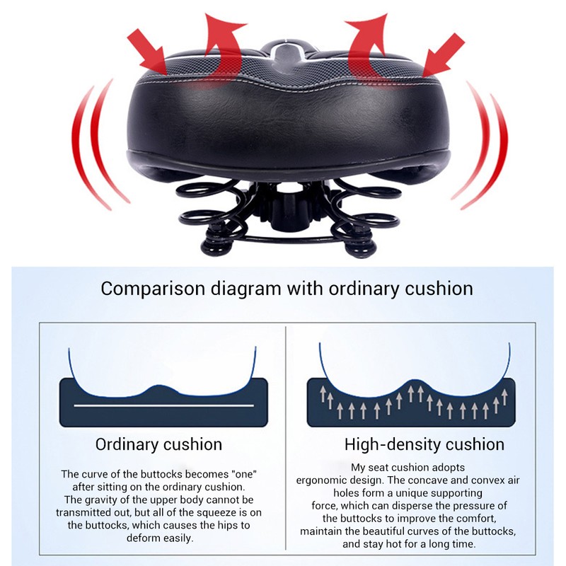 PU Leather Wide Big Bum Bike Gel Cruiser Extra Comfort
