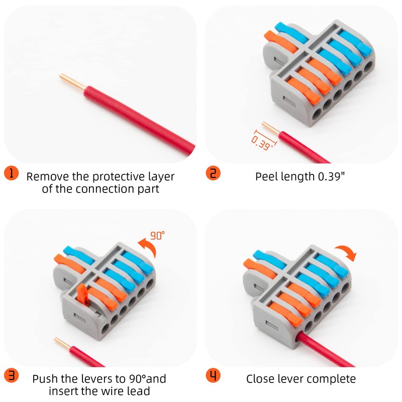XALXMAW 10Pcs Lever Wire Connectors, 2 in 6 Out Mini
