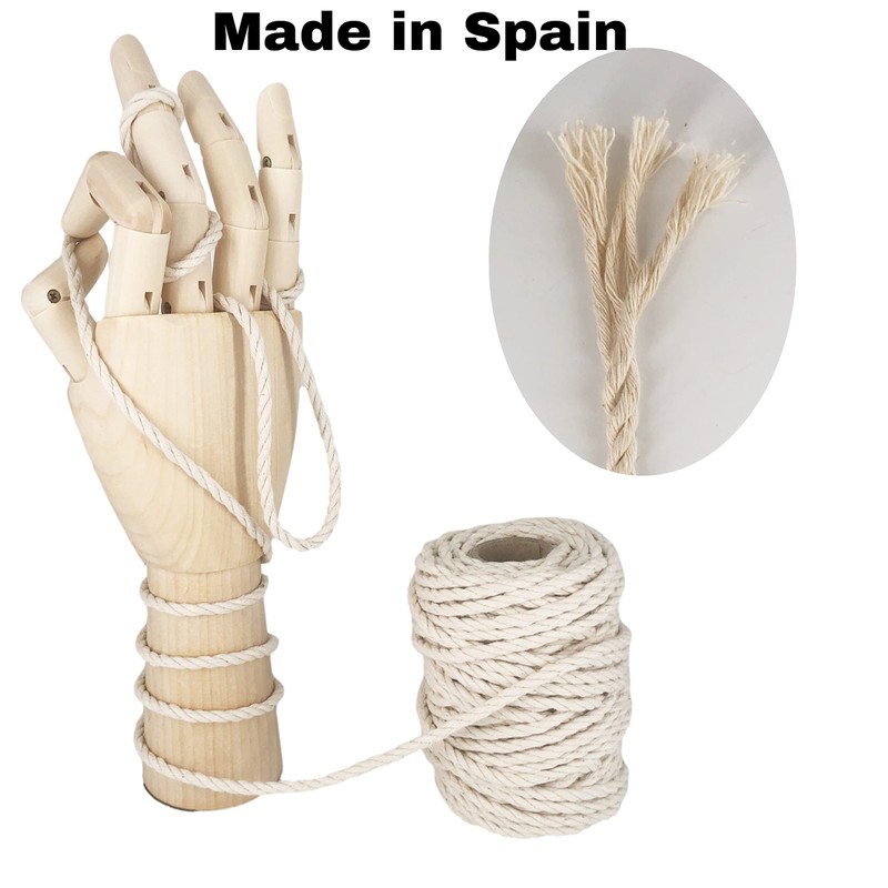 4MM Twisted Cotton Rope. 100% Natural. Strong Cord String for