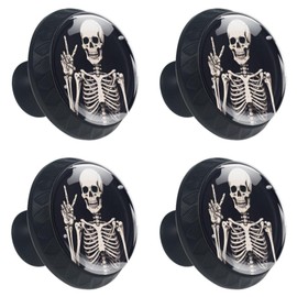 IEDHFNGDBFV 4 Pack Black Cabinet Knobs, Human Skeleton Dresser Knobs Drawer Pulls Kitchen Cabinet Hardware Round Knob for Cabinets and Drawers, Kitchen Bathroom Closet