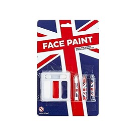 EliteKoopers 1 Set Red White Blue Union Jack Face & Body Paint & Crayons For Queens Jubilee Fancy Dress
