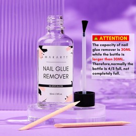 Makartt Nagelkleber Entferner mit Pinsel 30ml für Nagelspitzen - Professionell Falsche Nagelentferner ohne Aceton für Press on Nails
