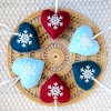Christmas Ornament Set - Set of 6 Felt Heart Ornaments