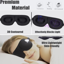 Sleep Mask for Side Sleeper,Light Blocking 3D Eye Mask for Sleeping, Light Blocking Travel Blindfold Night Blindfold for Men Women,Soft Breathable Sleep Eye Mask (Black-1 Pack)