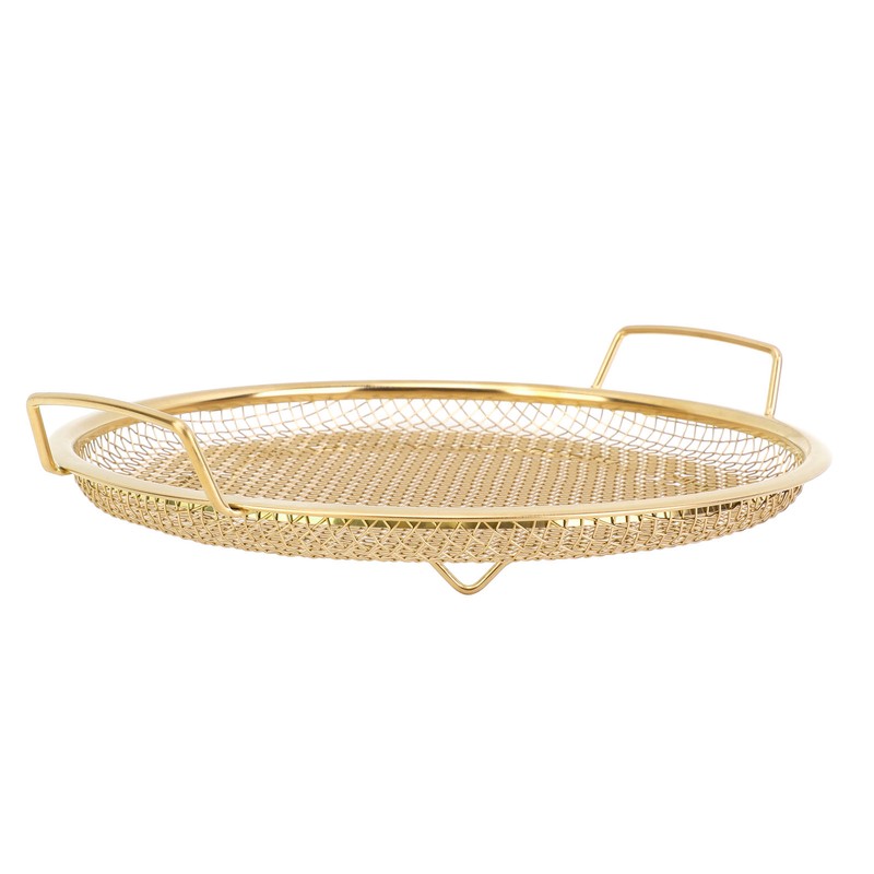 Stainless Steel Fruit Basket Double Handles Metal Mesh Drain Round