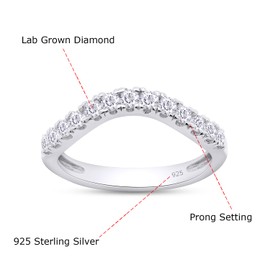 SAVEARTH DIAMONDS 1/3 Carat (ctw) Round Lab Grown Diamond Half Eternity Curved Wedding Band In 14k White Gold Over Sterling Silver for Women with 2.5MM Width, (0.33 Ctw) Ring Size-6