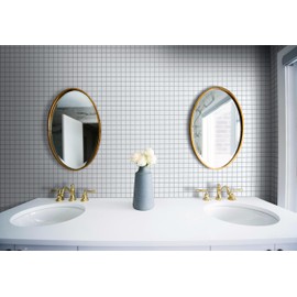 VViViD 11 Sheets Peel and Stick White Gloss Faux Ceramic Mosaic Wall Tiles, Self Adhesive Backsplash 12”x12” Kitchen, Bathroom (11 sq. ft.)