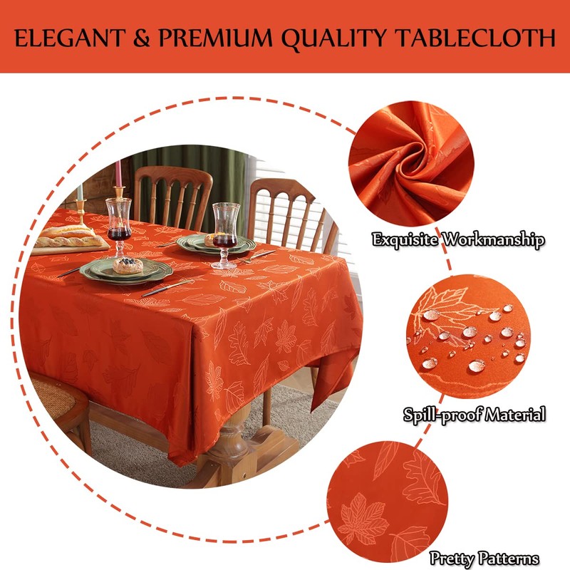 Maple Leaves Jacquard Tablecloth for Rectangle Table 152 x 213