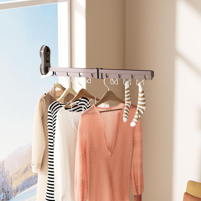 Viongna Clothes Drying Rack with Suction Cup, Can Hang 8