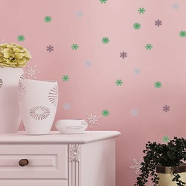 VALICLUD Pack of 50 Glow in the Dark Snowflakes Wall Stickers Fluorescence 3D Snowflake Wall Sticker Christmas Luminous Window Stickers Decoration