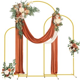Liacere Gold Metal Arch Backdrop Stand Set of 3 Arched Door Frame 6FT/5FT/4FT for Wedding Parties Birthday Graduation Anniversary Celebration Opening Ceremony and Other Indoor Outdoor Decoration