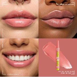 NYX Professional Makeup Fat Oil Slick Click, Brillo de Labios en Barra, Cuidado e Hidratación Hasta 12H, Brillo Intenso y Suavidad, Color Vibrante, Tono Story or Post, 2 g