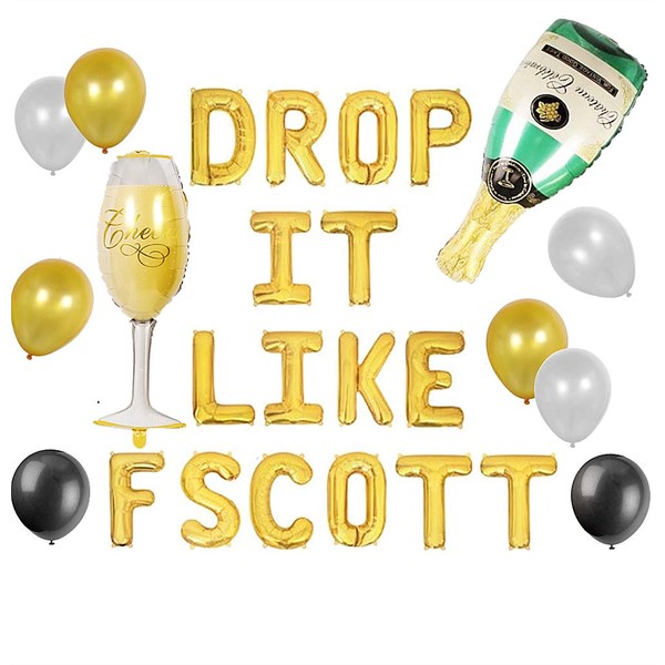 JeVenis Set of 15 DROP IT LIKE FSCOTT Sign Party Like Gatsby Decoration Great Gatsby Party Decoration Roaring 20s Party Balloons Roaring Twenties Decorations Flapper Party Decor