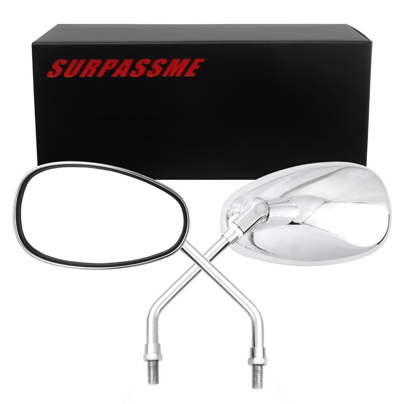 Universal 10mm Chrome Motorcycle Rear View Side Mirrors Handle Bar