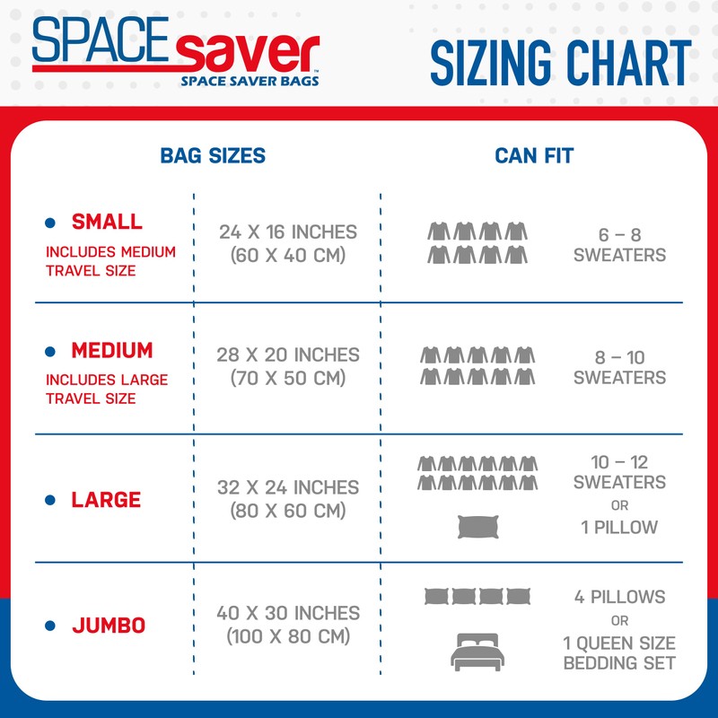 Spacesaver Vacuum Storage Bags with Hand Pump - Vacuum Seal