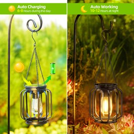 BUCASA Solar Lights Outdoor Garden, 2 Pack Hanging Solar Garden Lanterns with Chain and Hook, Metal Waterproof Soalr Garden Ornaments Outdoor for Decoration Garden Pathway Patio (Warmwhite)