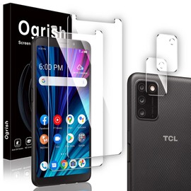 Ogrish [2+2 Pack Screen Protector for Alcatel TCL A3X (A600DL) and Camera Lens Protector - Tempered Glass,Anti-fingerprint,Shatter Proof,HD Clarity