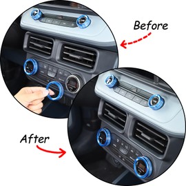 Car Central Control Air Conditioning Volume Knob Ring Cover Trim Compatible Ford Maverick 2022-2025，Aluminum A/C Air Conditioner Volume Switch Button Knob Cover Decoration Accessories (Blue)