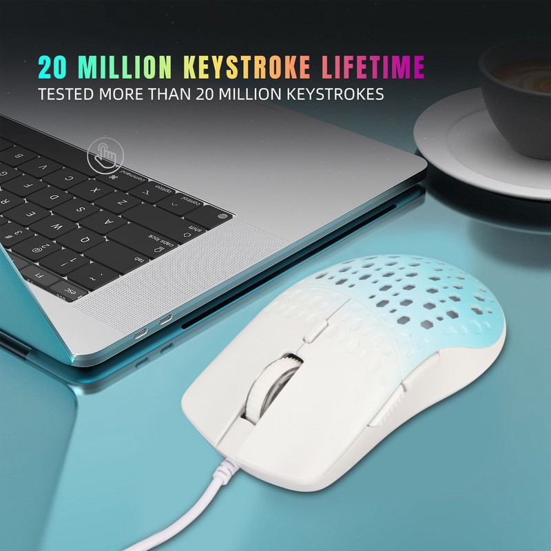 Wired Gaming Mouse with 7 RGB 3600DPI Lightweight Ergonomics Breathable