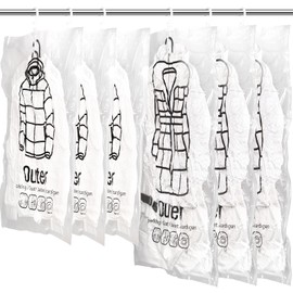 Meetall 6Pack Hanging Vacuum Storage Bag Reusable Space Saver Compressed Bag with Hangers.3pcs in 26.3x35.4inch(67x90cm) and 3pcs in 26.3x43.3inch (67x110cm).Work with Any Vacuum Cleaner.