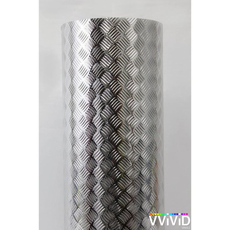 Industrial Utility Diamond Plate Metallic Chrome Finish Vinyl Wrap Sheet