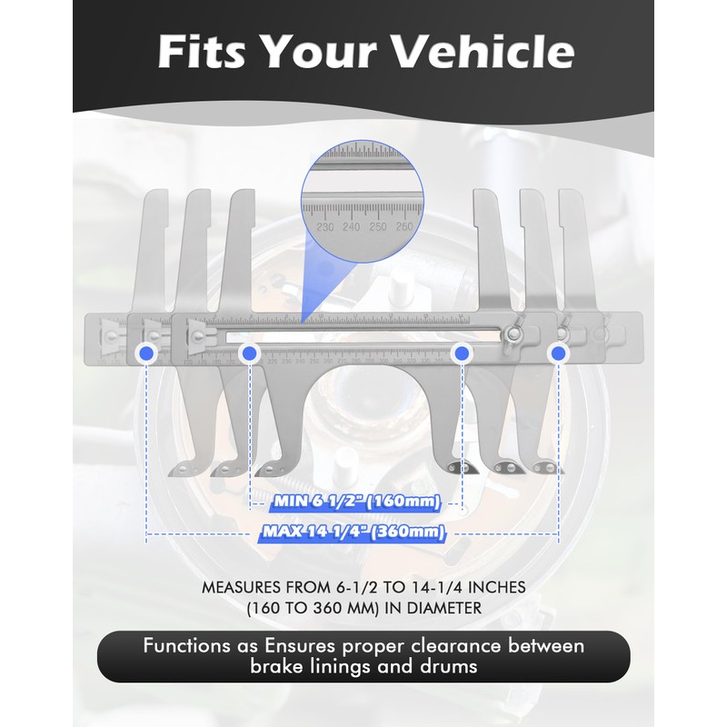 FAITIO Drum Brake Measuring Tool – Brake Resetting Gauge for
