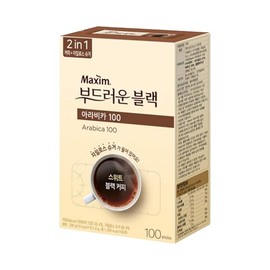 Maxim Arabica 100 Sweet Soft Black Coffee, Coffee + Xylitol Sugar 2 in 1, 100 Sticks