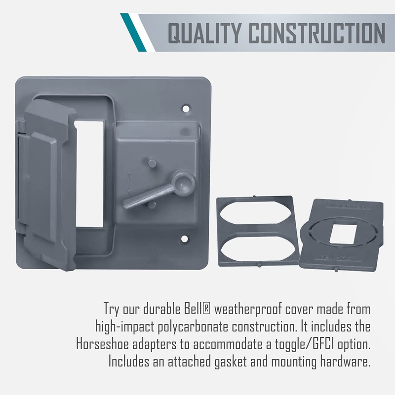 Bell PTC521GY 2-Gang Weatherproof Switch and Outdoor Outlet Cover, Gray