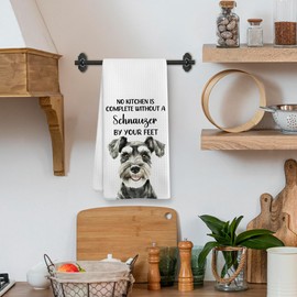 XNXLDYLH Funny Schnauzer Dog Kitchen Towels, Mini Miniature Schnauzer Gifts for Women Men Kids Dog Lovers, Schnauzer Ornament, Schnauzer Decor Dish Hand Tea Towels for Bathroom Kitchen, 16x24 Inches