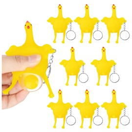 LSLYHTC 9Pcs Chicken Keychain Funny Mini Chicken Keyring Keychain Amusing Chickens Laying Eggs Stress Relieve for Bag Key Pendant Party Favors Party Gag Favor