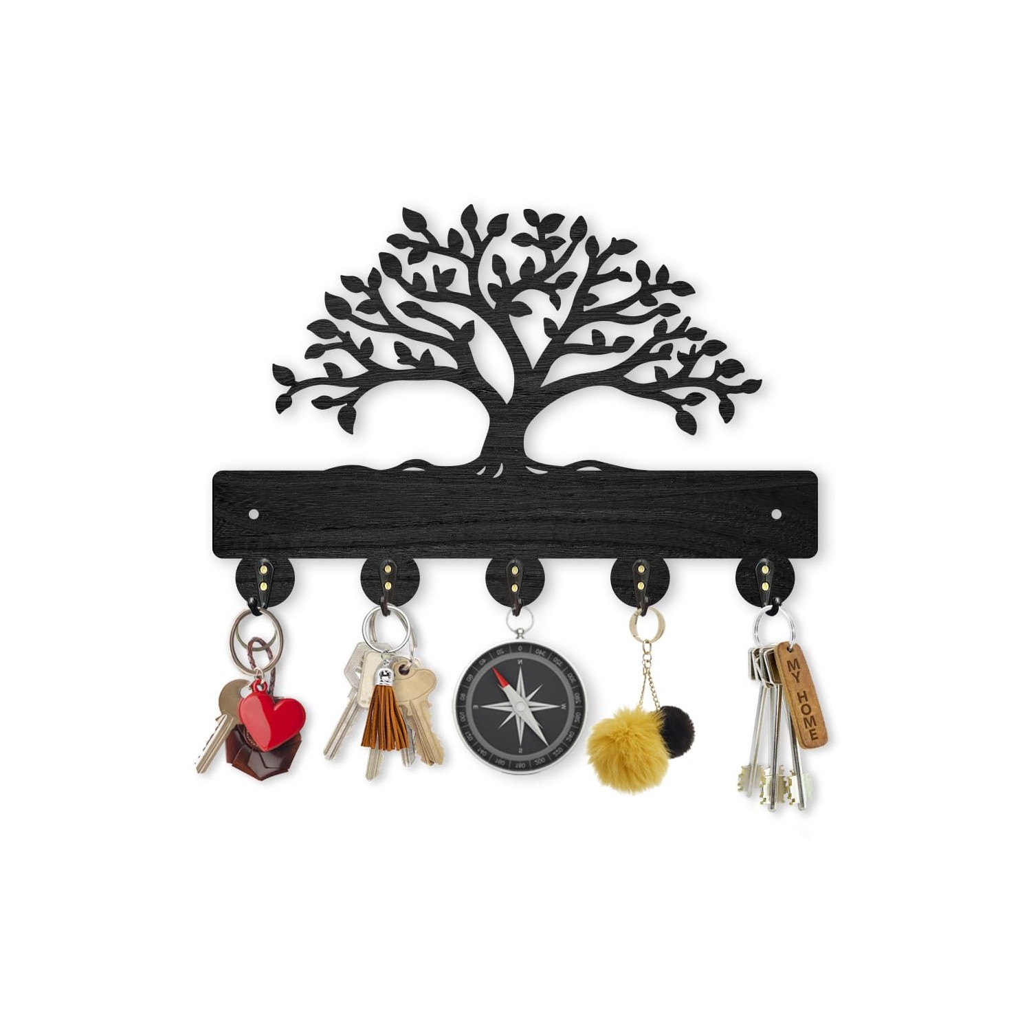 MAYJOYDIY Wooden Coat Stand with Tree of Life Wall Mount 30 x 20 cm ...