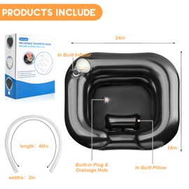 Portable Hair Washing Station-Samlomi Hair Washing Basin for Bedridden, Inflatable Shampoo Bowl Newly Upgraded No Need for Pump,The Perfect for Locs Detox, Bedridden,Disabled,Injured（Black）