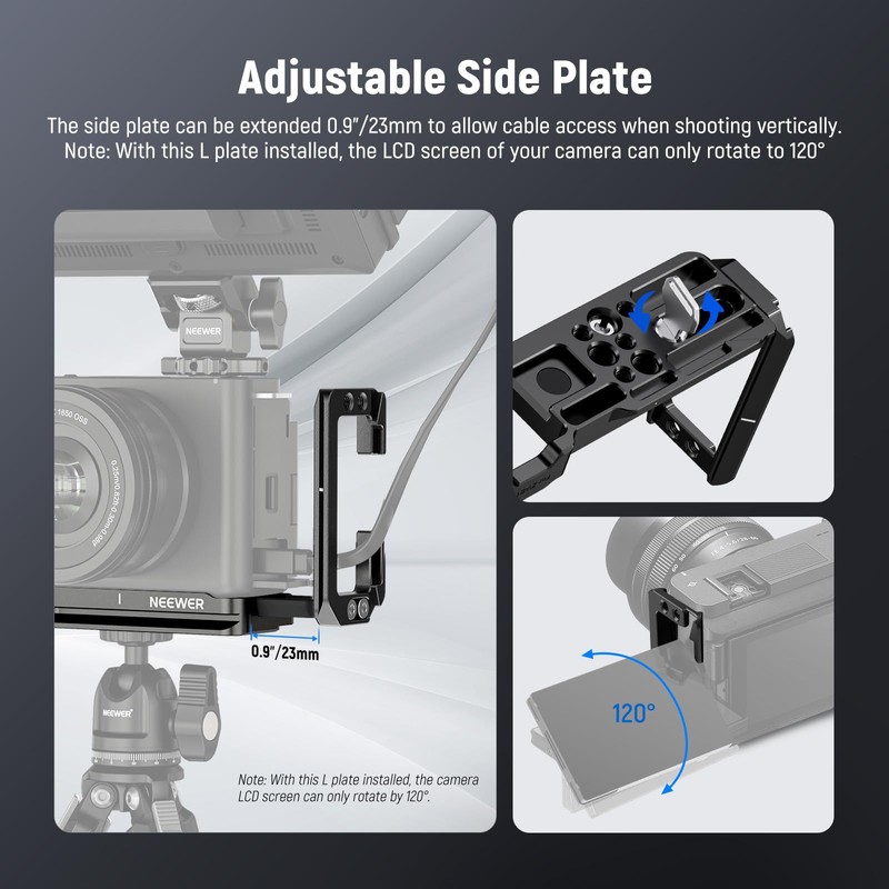 NEEWER L-Plate for ZV-E1 Extendable Arca Side Plate L Bracket