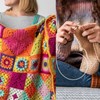 FRUHLING Pack of 50 Granny Square Crochet Cards Colourful Mixes