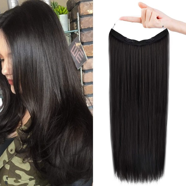 REECHO Invisible Wire Hair Extensions with Transparent Headband Adjustable Size