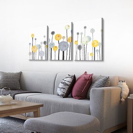 Lapremoly Canvas Wall Art For Living Room Bedroom Office Wall Decor Abstract Dandelion Flowers Watercolor Paintings Modern Wall Pictures Prints Artwork Kitchen Decorations Room Home Decor 3 Piece