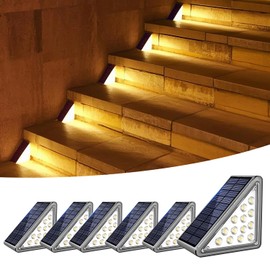JEJOT Solar Step Light Outdoor Stair Lights, Deck Lights Outdoor Powered IP65 Waterproof, 2CCT Solar Outdoor Step Light, Decor for Stair, Deck, Step, Sidewalk, Porch and Outside Patio,2CCT,6 Pack