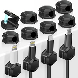 Cord Holder - Cable Clips - Cord Organizer for Desk - Cord Holder for Nightstand - for Desk, Nightstand, Phone Charger, Computer, Home, Office, Car（12pcs）