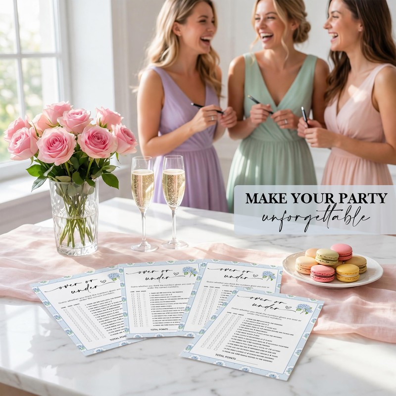 Over or Under Bridal Shower Games Cards, 25 Count 5x7