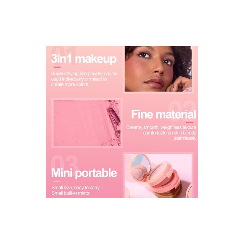 3-In-1 Makeup Palette, Powder Highlighters Makeup, Face Highlighter Palette, Highlighter