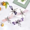 JIC Gem 2Pcs Natural Rose Quartz Crystal Dragonfly Figurines Pink