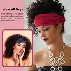 HJZHII 3Pcs Thick Headbands for Women, Wide Large Head Bands Boho Elastic Thick Stretchy Headbands Non-Slip Stretchy Sweat Hair Bands