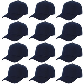 ZH Plain Baseball Caps,Adjustable Baseball Caps,Lot 12 PC Unisex Blank Design Baseball Caps,Wholesale Bulk Baseball Caps Darkblue, One Size-Large