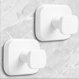 WingWider Shower Hooks for Inside Shower,Reusable Suction Cup Hooks for Glass Window,Mirror,Removable Towel Hooks for Bathroom,2 Pack(White)