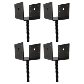 U Shaped 6x6 Deck Post Concrete Anchor Spike, Fence Post Base, Black Powder Coated (4 Pack)